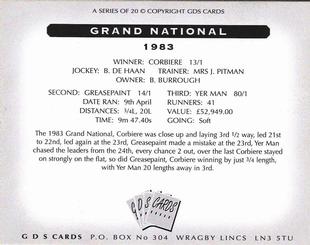 2000 GDS Cards Grand National Winners 1976-1995 #1983 Corbiere Back